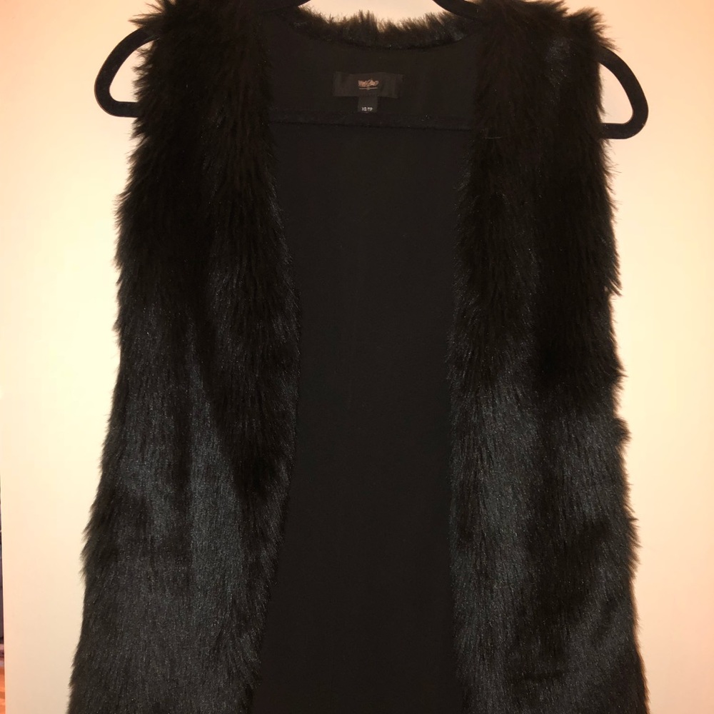 Black faux fur vest jacket